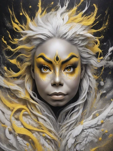 medusa,fantasy portrait,golden crown,solar plexus chakra,aurora yellow,yellow crown amazon,zodiac sign libra,gold paint stroke,fantasy art,golden root,world digital painting,gold paint strokes,golden mask,the snow queen,zodiac sign gemini,gold filigree,yellow eyes,priestess,gold yellow rose,golden yellow