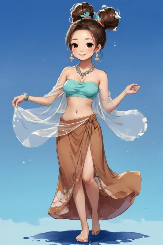 water nymph,moana,summer clothing,oriental princess,wuchang,summer swimsuit,oriental girl,princess leia,coconut hat,honmei choco,siu mei,summer crown,hula,one-piece swimsuit,hot spring,bun cha,asian costume,beach background,sanya,beach shell,Illustration,Japanese style,Japanese Style 01