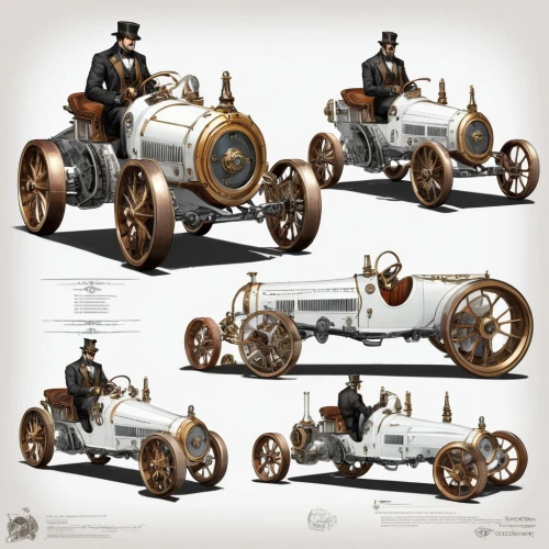 steam car,benz patent-motorwagen,velocipede,morgan electric car,steampunk gears,locomobile m48,carriages,steampunk,patent motor car,steam roller,ford model t,rolls-royce silver ghost,phaeton,type-gte 1900,carriage,bugatti type 35,model t,packard patrician,wooden carriage,illustration of a car,Unique,Design,Character Design