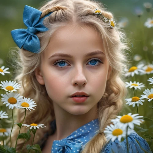 girl in flowers,beautiful girl with flowers,mystical portrait of a girl,flower girl,blue daisies,little girl in wind,girl picking flowers,little girl fairy,child portrait,innocence,girl portrait,girl in the garden,child fairy,blue eyes,child girl,romantic portrait,blue flower,blue flowers,little girl,blue petals,Photography,General,Fantasy