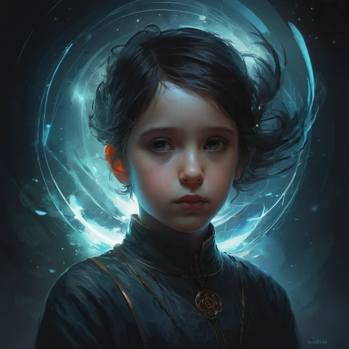 mystical portrait of a girl,fantasy portrait,child portrait,fantasy art,world digital painting,digital painting,child fairy,sci fiction illustration,fantasy picture,echo,girl portrait,moody portrait,digital art,child girl,gothic portrait,the little girl,dark portrait,little girl in wind,mirror of souls,dark art,Conceptual Art,Fantasy,Fantasy 11