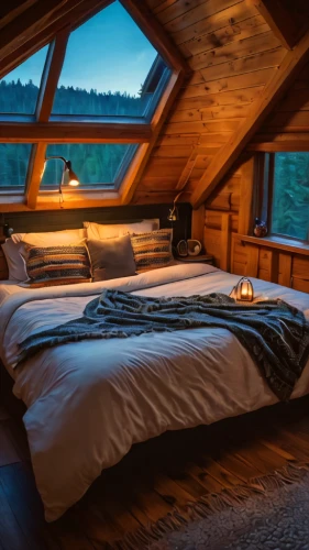 sleeping room,the cabin in the mountains,log home,bedroom window,canopy bed,bedding,attic,chalet,four-poster,wooden beams,guest room,log cabin,warm and cozy,bedroom,great room,small cabin,loft,wood window,wooden roof,roof landscape,Photography,General,Fantasy