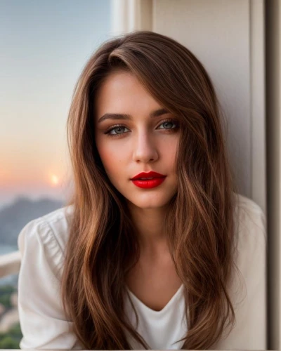 beautiful young woman,red lipstick,pretty young woman,red lips,romantic portrait,romantic look,girl portrait,young woman,beautiful face,eurasian,natural cosmetic,beautiful woman,portrait background,woman portrait,attractive woman,women's eyes,natural color,woman face,beautiful women,woman's face,Common,Common,Photography