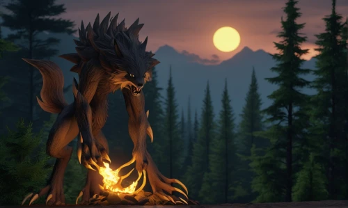 forest dragon,firethorn,devilwood,howling wolf,northrend,werewolves,burned mount,draconic,nine-tailed,gryphon,torchlight,the night of kupala,kelpie,dragon fire,campfire,flame spirit,campfires,howl,werewolf,firebrat,Photography,General,Realistic