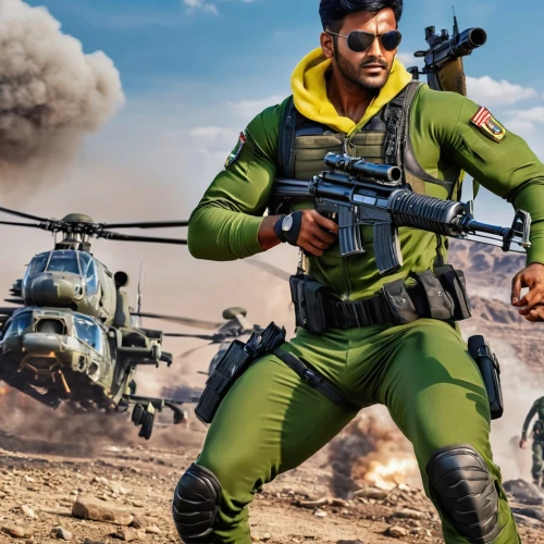 aaa,helicopter pilot,shooter game,sikaran,action film,patrol,action hero,helicopters,mobile video game vector background,strategy video game,military helicopter,mercenary,game art,strong military,helicopter,avenger hulk hero,air combat,snake pickle,combat medic,kalashnikov,Photography,General,Realistic