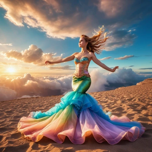 girl on the dune,mermaid background,the wind from the sea,gracefulness,little girl in wind,girl in a long dress,singing sand,celtic woman,beach background,belly dance,dance with canvases,fantasy picture,wind wave,photo manipulation,sea breeze,photoshop manipulation,the sea maid,flying carpet,whirling,hoopskirt,Photography,General,Realistic