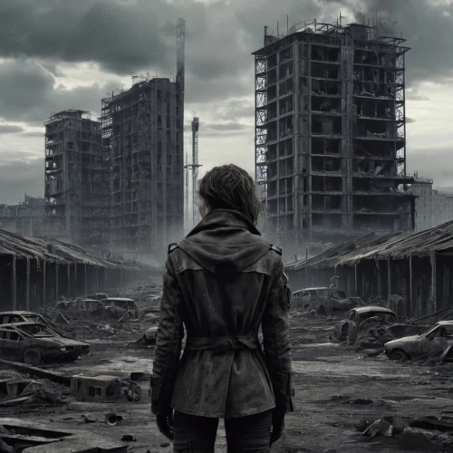 destroyed city,post apocalyptic,dystopian,post-apocalyptic landscape,post-apocalypse,apocalyptic,dystopia,stalingrad,desolation,desolate,black city,pripyat,district 9,wasteland,apocalypse,gunkanjima,insurgent,gray-scale,rubble,urban landscape,Conceptual Art,Fantasy,Fantasy 33