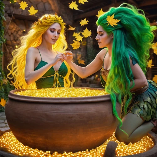 mermaids,green mermaid scale,hula,fae,fairies,believe in mermaids,fantasy picture,brazil carnival,faery,samba,bodypainting,golden pot,sirens,merfolk,cosplay image,magical pot,pot of gold background,body painting,bodypaint,yellow crown amazon,Photography,General,Realistic