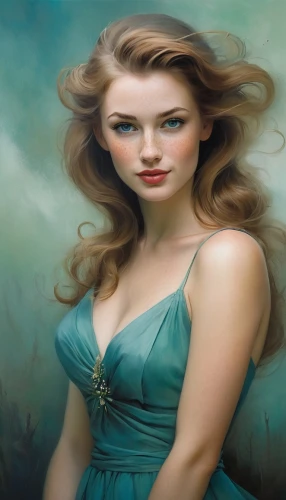 celtic woman,fantasy portrait,world digital painting,mermaid background,fantasy art,the blonde in the river,celtic queen,water nymph,fantasy picture,jessamine,fairy tale character,mystical portrait of a girl,portrait background,fantasy woman,young woman,art painting,blue enchantress,girl in a long,cinderella,oil painting on canvas,Illustration,Realistic Fantasy,Realistic Fantasy 16