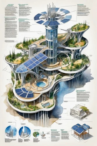 artificial islands,solar cell base,futuristic architecture,artificial island,wastewater treatment,eco-construction,water resources,ecological sustainable development,aquaculture,floating islands,smart city,eco hotel,ecological footprint,school design,kirrarchitecture,utopian,waste water system,water plant,water usage,water courses,Unique,Design,Infographics
