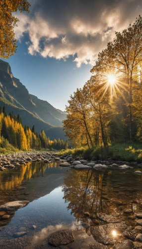 berchtesgaden national park,autumn morning,autumn light,golden autumn,autumn idyll,river landscape,east tyrol,canton of glarus,light of autumn,autumn landscape,south tyrol,autumn scenery,autumn sun,mountain river,eastern switzerland,autumn mountains,southeast switzerland,golden light,austria,nature landscape,Photography,General,Realistic