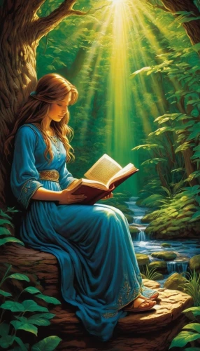 fantasy picture,magic book,little girl reading,turn the page,fairytales,children's fairy tale,mystical portrait of a girl,a fairy tale,fairy tale,read a book,fairy tales,faerie,girl studying,fairy tale character,hymn book,reading,open book,fairytale,relaxing reading,bookworm,Illustration,American Style,American Style 01