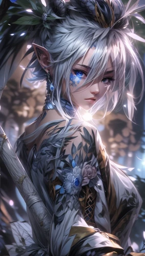 tiber riven,white rose snow queen,winterblueher,father frost,alibaba,suit of the snow maiden,male elf,white blossom,the snow queen,killua,piko,leaf background,monsoon banner,portrait background,eternal snow,fuki,fantasy portrait,celestial chrysanthemum,merlin,forest dragon