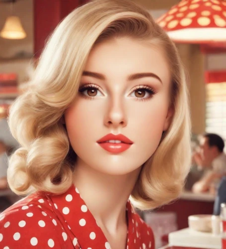 vintage makeup,retro woman,retro girl,50's style,pompadour,retro diner,retro women,retro pin up girl,vintage girl,blonde woman,valentine day's pin up,fifties,vintage woman,retro pin up girls,women's cosmetics,gena rolands-hollywood,pin up,pin up girl,red lips,audrey,Photography,Analog