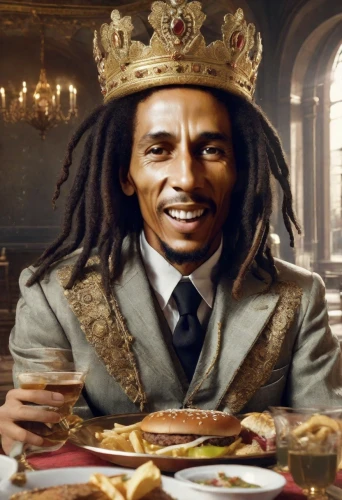 khalifa,burger king premium burgers,king caudata,king,luther burger,chef,king crown,chief cook,gallo pinto,friesalad,rastaman,king ortler,black businessman,west indian gherkin,content is king,king coconut,benedict herb,bahian cuisine,appetite,men chef,Photography,Realistic