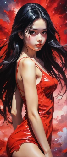 man in red dress,vampire woman,lady in red,scarlet witch,fantasy art,fantasy woman,vampire lady,red skin,fire red eyes,red background,red lantern,oriental princess,oriental girl,red riding hood,red,mulan,chinese art,girl in red dress,asian woman,fantasy picture