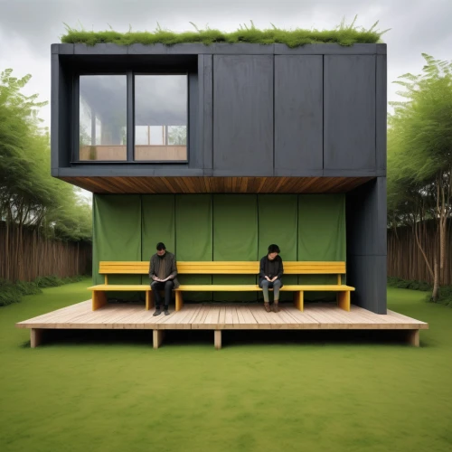 cubic house,cube stilt houses,cube house,grass roof,shipping container,timber house,greenbox,inverted cottage,archidaily,eco-construction,frame house,wooden house,turf roof,green living,green lawn,shipping containers,garden shed,school design,residential house,house shape,Art,Artistic Painting,Artistic Painting 49