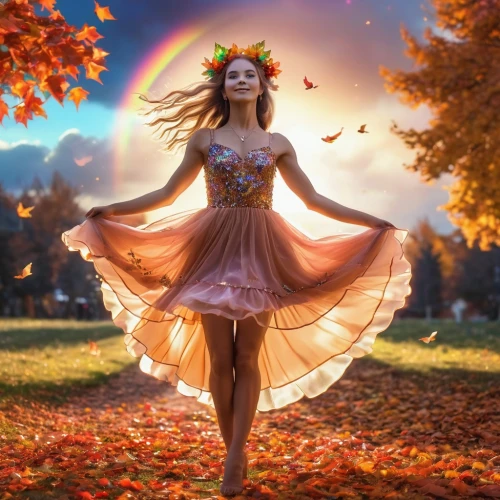 autumn background,ballerina in the woods,faerie,autumn theme,faery,ballerina girl,autumn idyll,golden autumn,fairies aloft,fantasy picture,colors of autumn,light of autumn,little girl fairy,throwing leaves,flower fairy,falling on leaves,fairy queen,ballet tutu,fairy,ballet dancer,Photography,General,Realistic