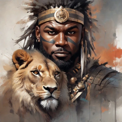 zodiac sign leo,lion father,african lion,lion,king david,two lion,fantasy portrait,skeezy lion,masai lion,forest king lion,african man,zion,scar,king caudata,biblical narrative characters,panthera leo,world digital painting,warlord,king of the jungle,lion - feline