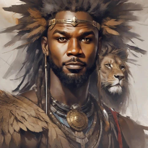 masai lion,fantasy portrait,african man,lion father,african lion,forest king lion,lion,zodiac sign leo,lion - feline,king david,scar,male lion,tiger png,thundercat,tribal chief,african american male,zion,two lion,moor,warlord