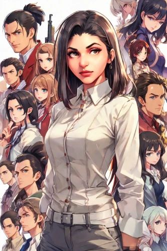 kosmea,persona,would a background,bonjour bongu,shimada,guilinggao,torekba,thanksgiving background,kinara,standing behind,the fan's background,game art,hero academy,asahi,game characters,game arc,people characters,magnolia family,the girl's face,portrait background,Digital Art,Anime