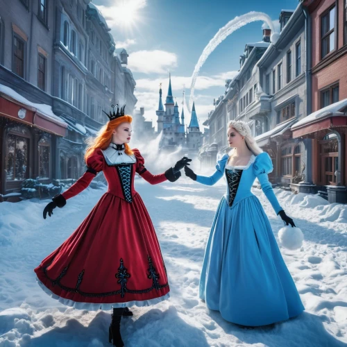 the snow queen,fairytale characters,suit of the snow maiden,disneyland park,fairy tale,a fairy tale,disneyland paris,frozen,cinderella,fairytale,fantasy picture,celtic woman,walt disney world,winter magic,glory of the snow,disney world,snow scene,disney,carolers,princesses,Photography,General,Realistic