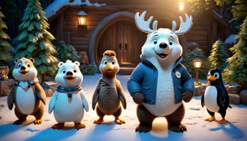 christmas movie,winter animals,olaf,christmas animals,animal film,carol singers,christmas trailer,north pole,reindeer polar,carolers,woodland animals,ccc animals,cartoon forest,christmas scene,villagers,christmas banner,children's christmas,forest animals,emperor penguins,animated cartoon,Unique,3D,3D Character