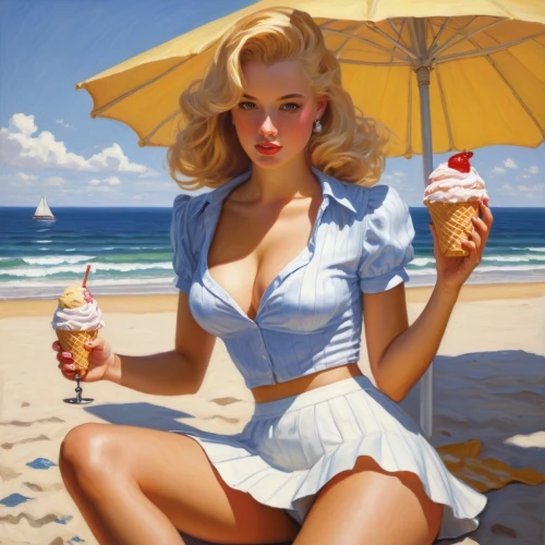 woman with ice-cream,retro pin up girls,retro pin up girl,pin-up girls,pin-up girl,pin up girl,pin-up,pin up girls,milkshake,ice-cream,pin up,pin ups,ice creams,ice cream,pinup girl,icecream,pin-up model,sundaes,ice cream stand,50's style,Illustration,Realistic Fantasy,Realistic Fantasy 03