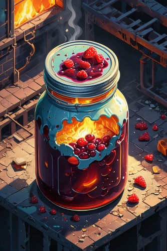 storage-jar,jar,glass jar,empty jar,strawberry jam,honey jar,candy jars,goji,jars,tea jar,honey jars,fruit jams,burning candle,fruit preserve,candy cauldron,lingonberry jam,apple jam,preserves,candlemaker,candle,Unique,3D,Isometric
