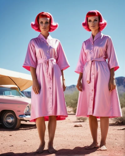 pinkladies,pioneertown,nuns,vintage girls,retro women,sewing pattern girls,pin-up girls,pink car,pin up girls,retro pin up girls,pink double,angels of the apocalypse,pink flamingos,joint dolls,two girls,pink lady,vintage women,motel,car hop,holiday motel,Photography,General,Realistic