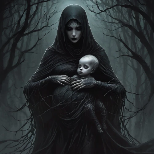 capricorn mother and child,gothic portrait,mother with child,mother and child,little girl and mother,mother and infant,dark gothic mood,gothic woman,dark art,mother and baby,motherhood,infant,mother,father with child,grimm reaper,baby with mom,the mother and children,gothic,newborn,mother with children,Conceptual Art,Fantasy,Fantasy 34