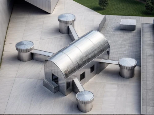 futuristic art museum,cooling tower,cooling towers,futuristic architecture,sky space concept,3d rendering,roof landscape,metal roof,concrete plant,guggenheim museum,modern architecture,concrete construction,nuclear reactor,roof domes,roof structures,jewelry（architecture）,concrete ship,aluminum,metal cladding,walt disney concert hall,Architecture,Small Public Buildings,Modern,Creative Innovation
