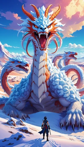 dragon li,chinese dragon,dragon of earth,painted dragon,dragon,dragon slayer,wyrm,nine-tailed,dragon design,glory of the snow,5 dragon peak,dragons,dragon fire,qinghai,winter festival,dragon bridge,game illustration,snow mountain,dragon boat,golden dragon,Illustration,Japanese style,Japanese Style 03