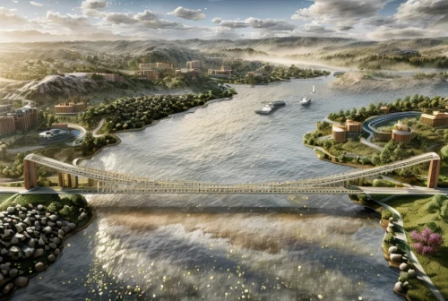 dragon bridge,river of life project,malopolska breakthrough vistula,artificial islands,hobbiton,viticulture,vegetables landscape,wine-growing area,artificial island,shanghai disney,virtual landscape,scenic bridge,aquaculture,river landscape,permaculture,the golf valley,trondheim,åkirkeby,moveable bridge,heart of love river in kaohsiung