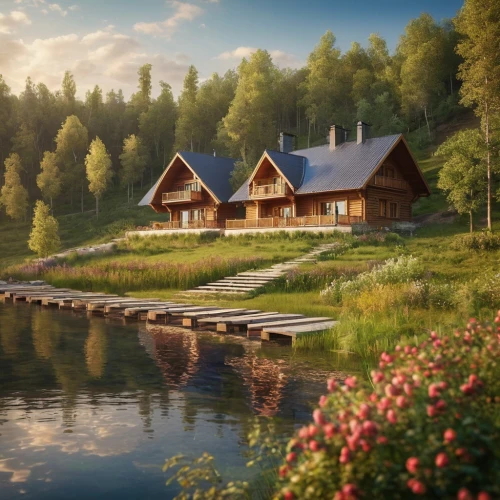 summer cottage,the cabin in the mountains,house with lake,house in mountains,floating huts,house in the forest,house by the water,house in the mountains,log home,small cabin,home landscape,cottage,wooden house,beautiful home,log cabin,wooden houses,houseboat,idyllic,chalet,holiday home,Photography,General,Commercial
