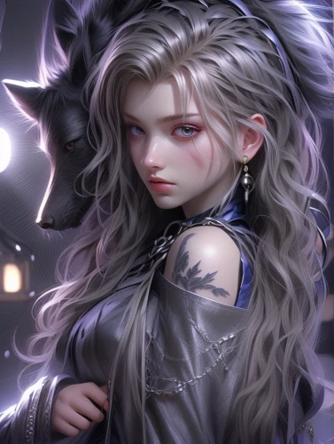 nebelung,luna,gray kitty,fantasy portrait,a200,gray cat,black cat,chartreux,dark elf,gara,fuki,feline,cg artwork,silver,constellation wolf,ren,elven,alice,caerula,feline look