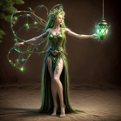 dryad,the enchantress,sorceress,faerie,faery,anahata,elven flower,elven,zodiac sign libra,fantasy art,druid,celtic woman,fairy queen,fantasy picture,celtic queen,green aurora,fantasy woman,rosa 'the fairy,priestess,summoner