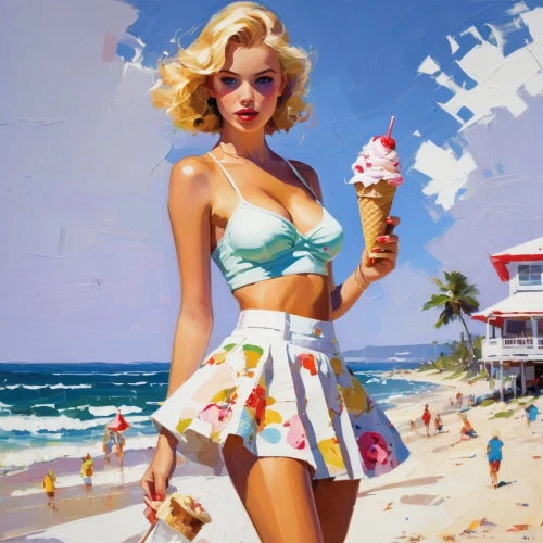 woman with ice-cream,cool pop art,ice creams,ice-cream,pop art girl,ice cream,girl-in-pop-art,pop art style,icecream,modern pop art,retro pin up girls,pin-up girls,iced-lolly,ice cream van,ice cream cone,pop art colors,pin-up girl,milkshake,pop art woman,pop art,Conceptual Art,Oil color,Oil Color 07