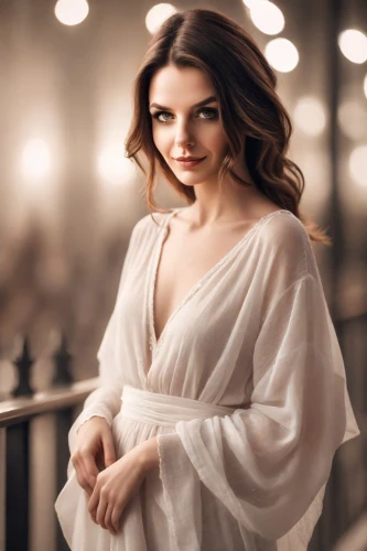 romantic look,girl in a long dress,romantic portrait,elegant,nightgown,white winter dress,portrait photography,french silk,young woman,kimono,beautiful woman,a charming woman,girl in cloth,liberty cotton,elegance,sofia,beautiful young woman,georgia,white silk,hollywood actress,Photography,Cinematic