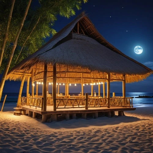 beach tent,dream beach,maldives,maldive islands,beach restaurant,moonlit night,beach bar,beach moonflower,beach furniture,beach resort,beach hut,beautiful beaches,maldives mvr,beautiful beach,tropical house,tropical beach,beach landscape,caribbean beach,umbrella beach,moonlit,Photography,General,Realistic