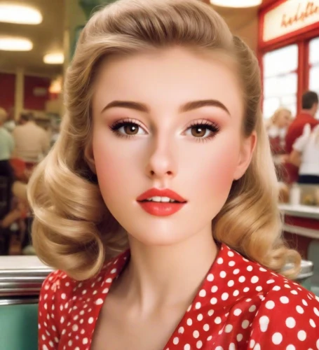 vintage makeup,retro girl,retro woman,50's style,pompadour,retro diner,fifties,retro women,vintage girl,retro pin up girl,pomade,model years 1958 to 1967,audrey,50s,model years 1960-63,maraschino,doll's facial features,1950s,realdoll,vintage 1950s,Photography,Analog