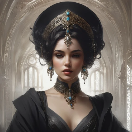 fantasy portrait,gothic portrait,victorian lady,fantasy art,gothic woman,the hat of the woman,lady of the night,priestess,diadem,gothic fashion,sorceress,victorian style,the enchantress,black hat,vampire lady,gothic style,masquerade,romantic portrait,vampire woman,fantasy woman,Conceptual Art,Fantasy,Fantasy 11
