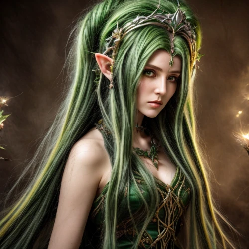 elven,dryad,the enchantress,elven flower,faery,faerie,fae,anahata,elf,celtic queen,male elf,green aurora,fantasy portrait,violet head elf,fantasy art,fairy queen,sorceress,druid,elven forest,tilia