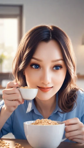 girl with cereal bowl,cereal,oat bran,oat,woman drinking coffee,muesli,cereals,cereal stubble,granola,breakfast cereal,to have breakfast,avena,cereal grain,rice cereal,eat,in the bowl,complete wheat bran flakes,woman eating apple,quinoa,tea,Photography,Natural