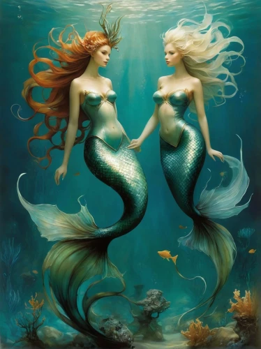 mermaids,believe in mermaids,let's be mermaids,mermaid background,merfolk,mermaid vectors,mermaid,mermaid tail,green mermaid scale,mermaid scale,pisces,the zodiac sign pisces,the sea maid,underwater background,two fish,underwater world,synchronized swimming,sea-life,sirens,ocean underwater,Illustration,Realistic Fantasy,Realistic Fantasy 16