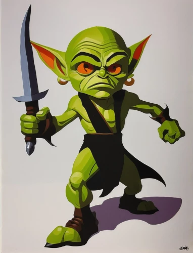 yoda,goblin,scandia gnome,green goblin,fgoblin,imp,orc,patrol,swordsman,cg artwork,ogre,wall,leek,aaa,peperoncini,elf,tekwan,gnome,vector illustration,alien warrior,Illustration,American Style,American Style 09