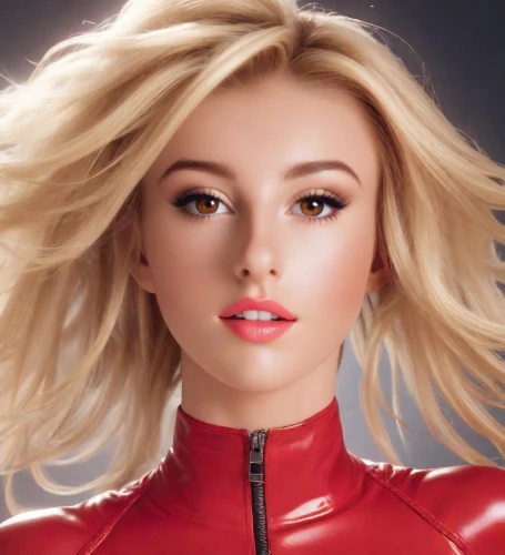 red,poppy red,barbie,barbie doll,doll's facial features,puma,wig,pixie-bob,red skin,fiery,red coat,teen,angel face,harley,cool blonde,airbrushed,angelic,confident,red super hero,ken,Photography,Commercial