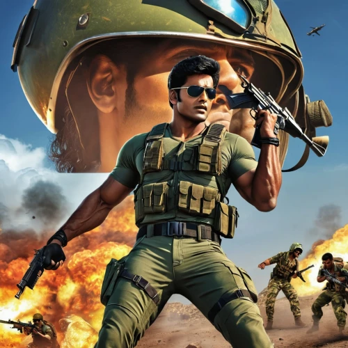 free fire,shooter game,game illustration,army men,sikaran,patrol,strategy video game,italian poster,game art,film poster,gi,action-adventure game,aaa,cg artwork,troop,action film,twitch icon,vietnam,india gun,six day war,Photography,General,Realistic