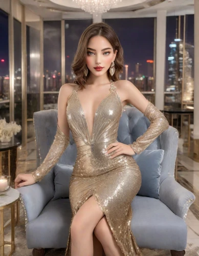 elegant,elegance,fabulous,glamor,glamorous,cocktail dress,silver,dazzling,vanity fair,cosmopolitan,sparkling,spectacular,party dress,sitting on a chair,burlesque,evening dress,gown,nice dress,mary-gold,azerbaijan azn,Photography,Realistic