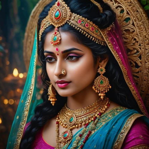 indian bride,indian woman,radha,indian girl,east indian,lakshmi,indian,indian girl boy,indian art,ethnic dancer,janmastami,sari,jaya,krishna,indian culture,pooja,hindu,mystical portrait of a girl,tarhana,indian headdress,Photography,General,Fantasy